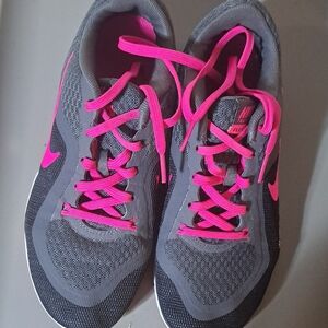 Nike Gray and Pink Athletic Running Shoes